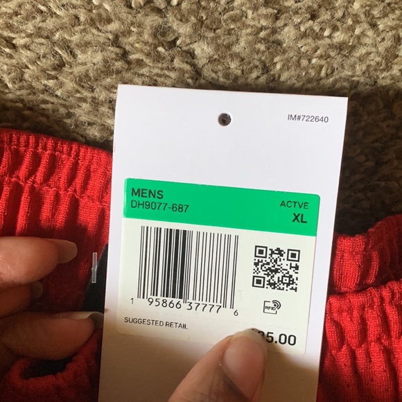 Jordan Dri-Fit DH9077-687 Men's Red Drawstring Basketball Athletic Short Size XL - Picture 4 of 4